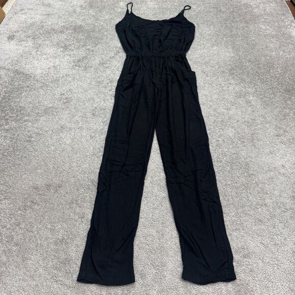 Mikoh Jumpsuit Womens 1 Small Black Spagahti Strap Pockets Rayon Casual Elastic - Picture 1 of 13